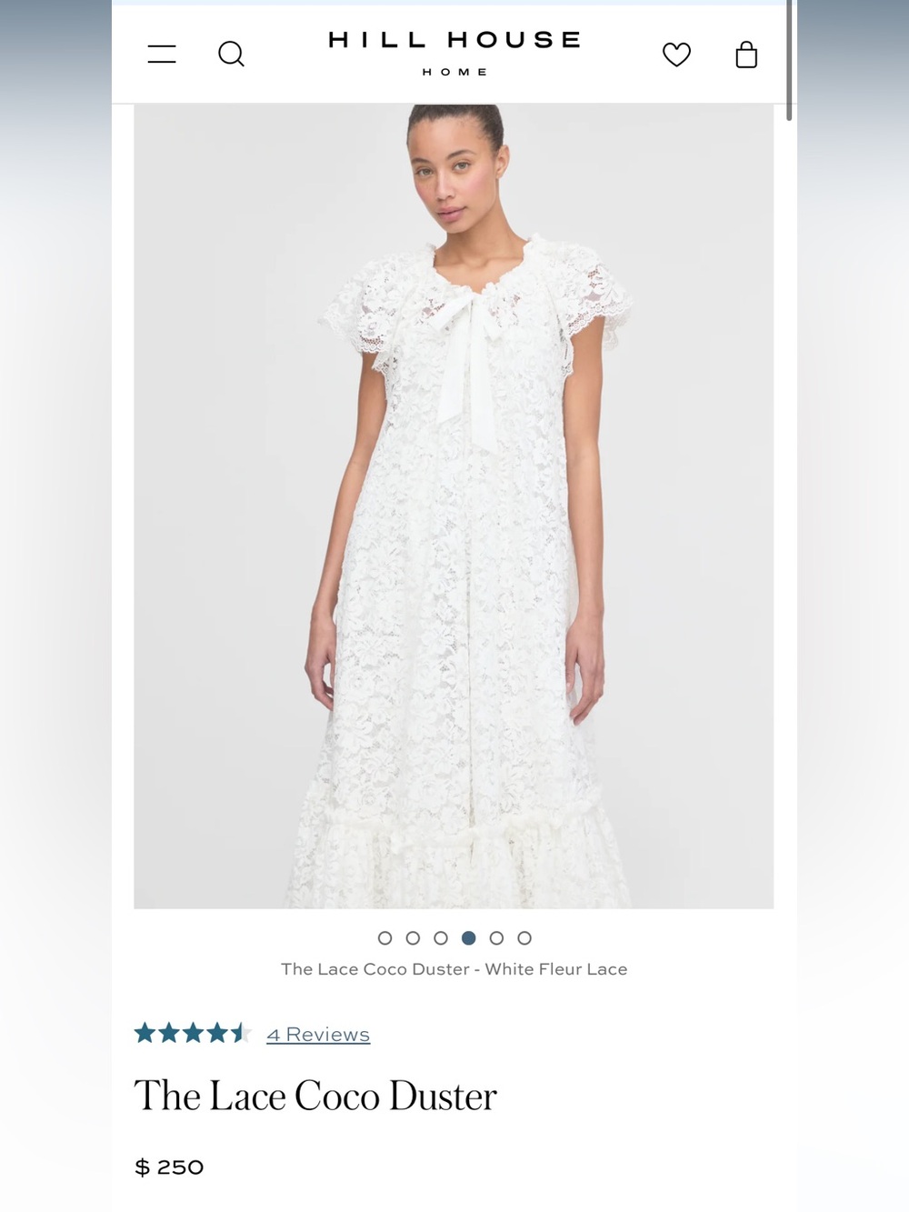 Hill House White Floral Lace Maxi Duster